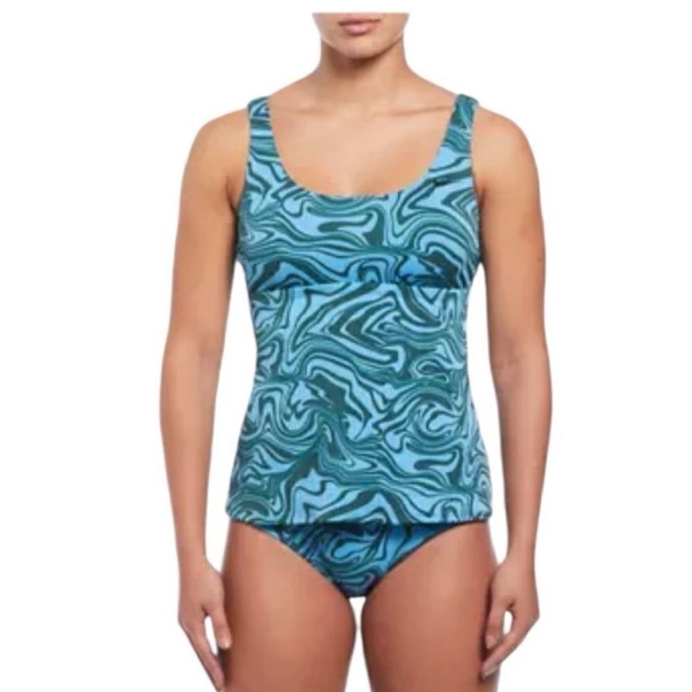 Nike Swirl Scoop Neck Tankini and High Waist Bottom Set- Size Small